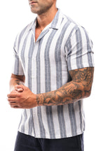 Camisa de Rayas Marino y Camel · Righe