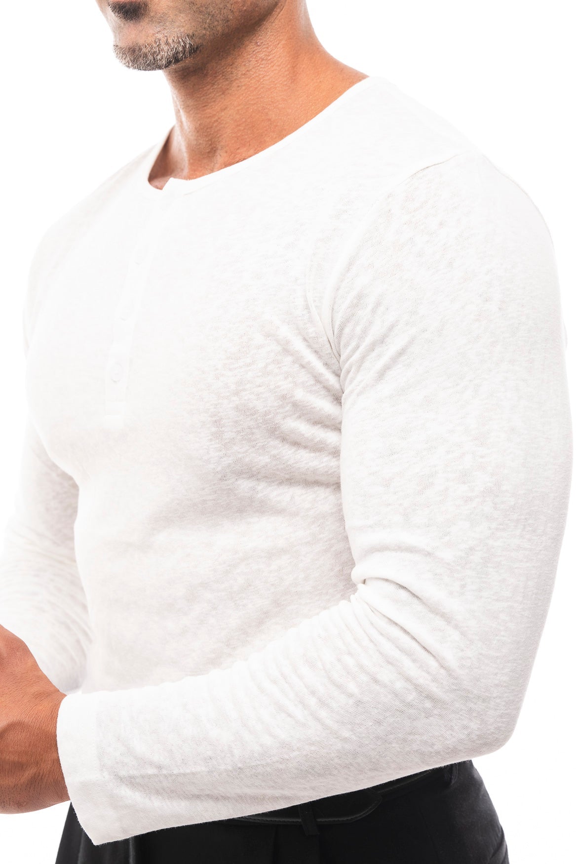 Henley Jaspeado Manga Larga · Mélange