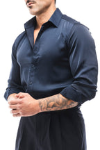Camisa Satinada Azul Marino · Notte