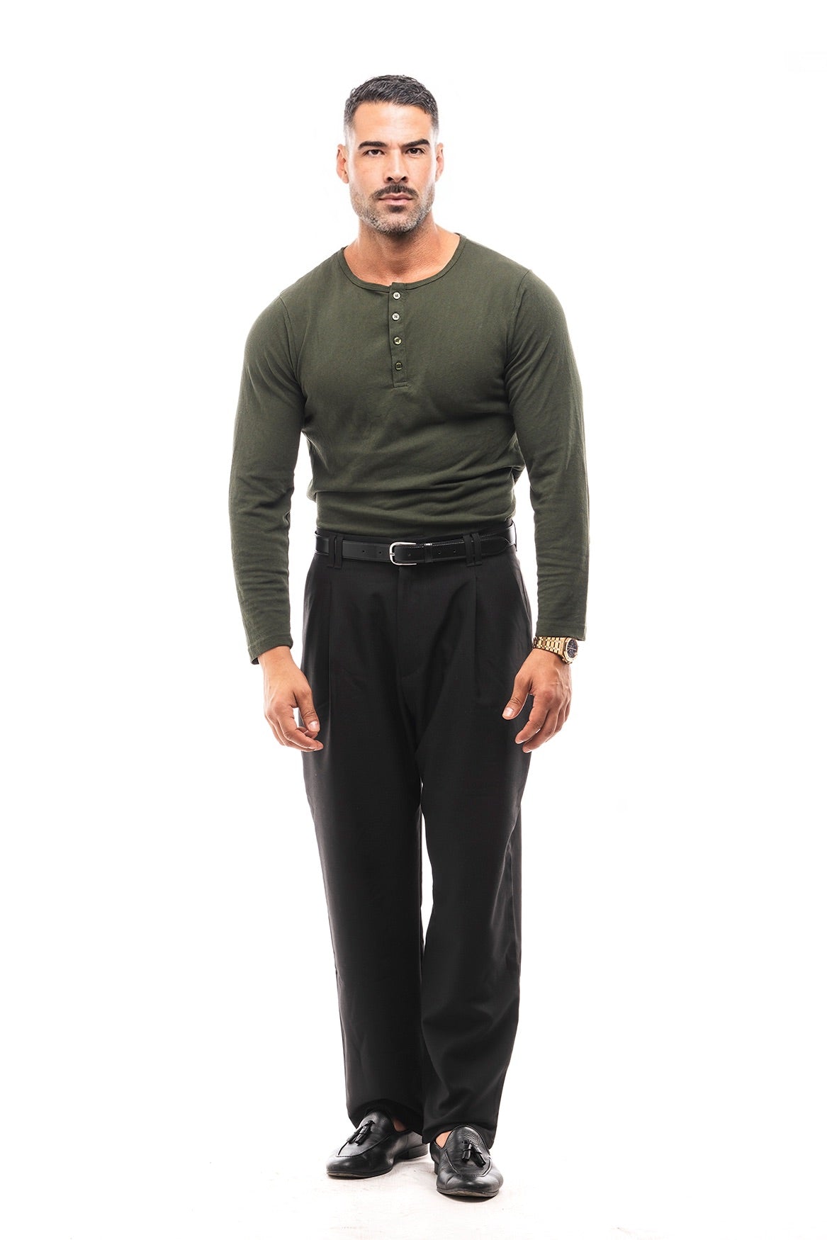 Henley Jaspeado Manga Larga · Mélange