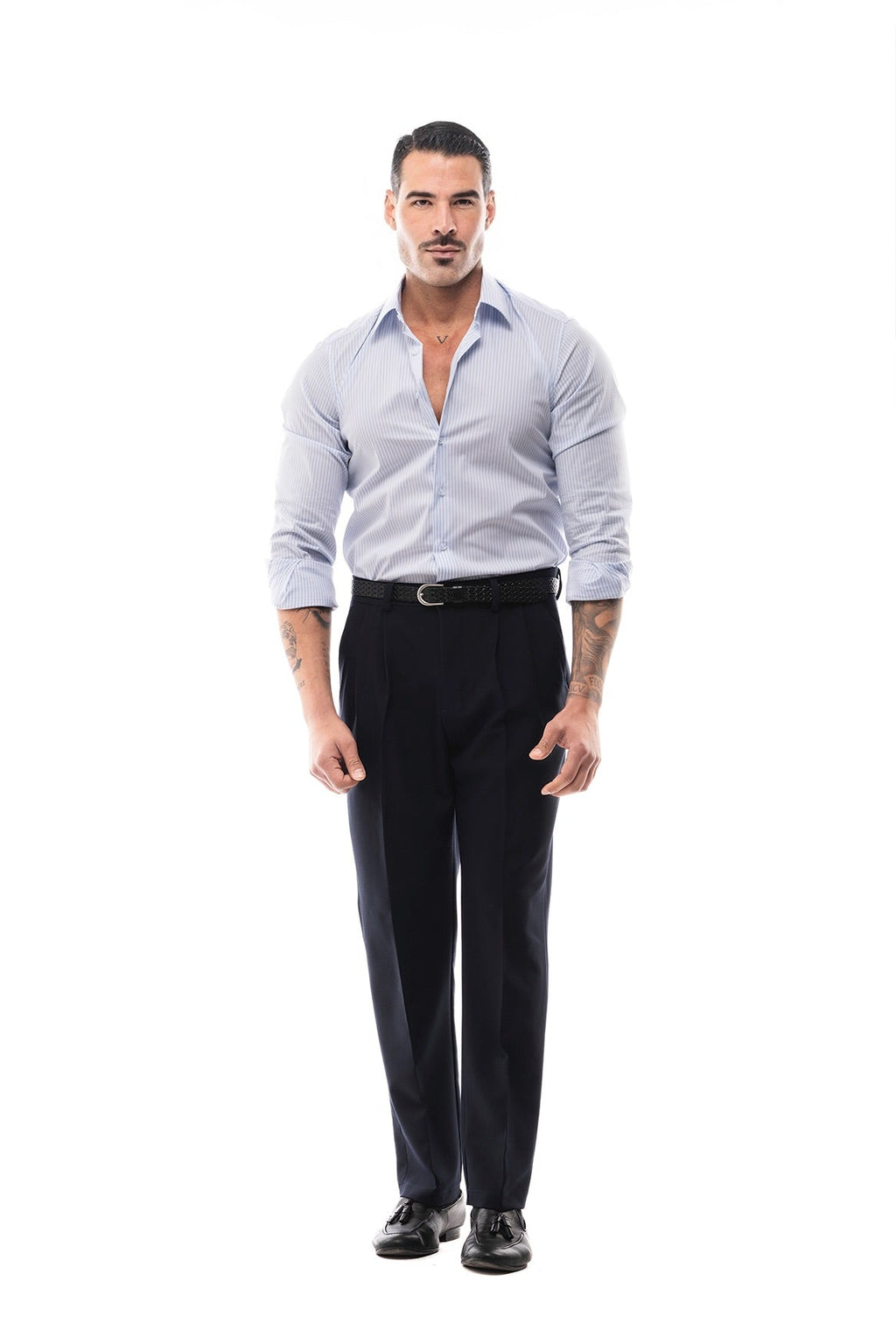 Camisa de Rayas Blanca y Celeste · Righe
