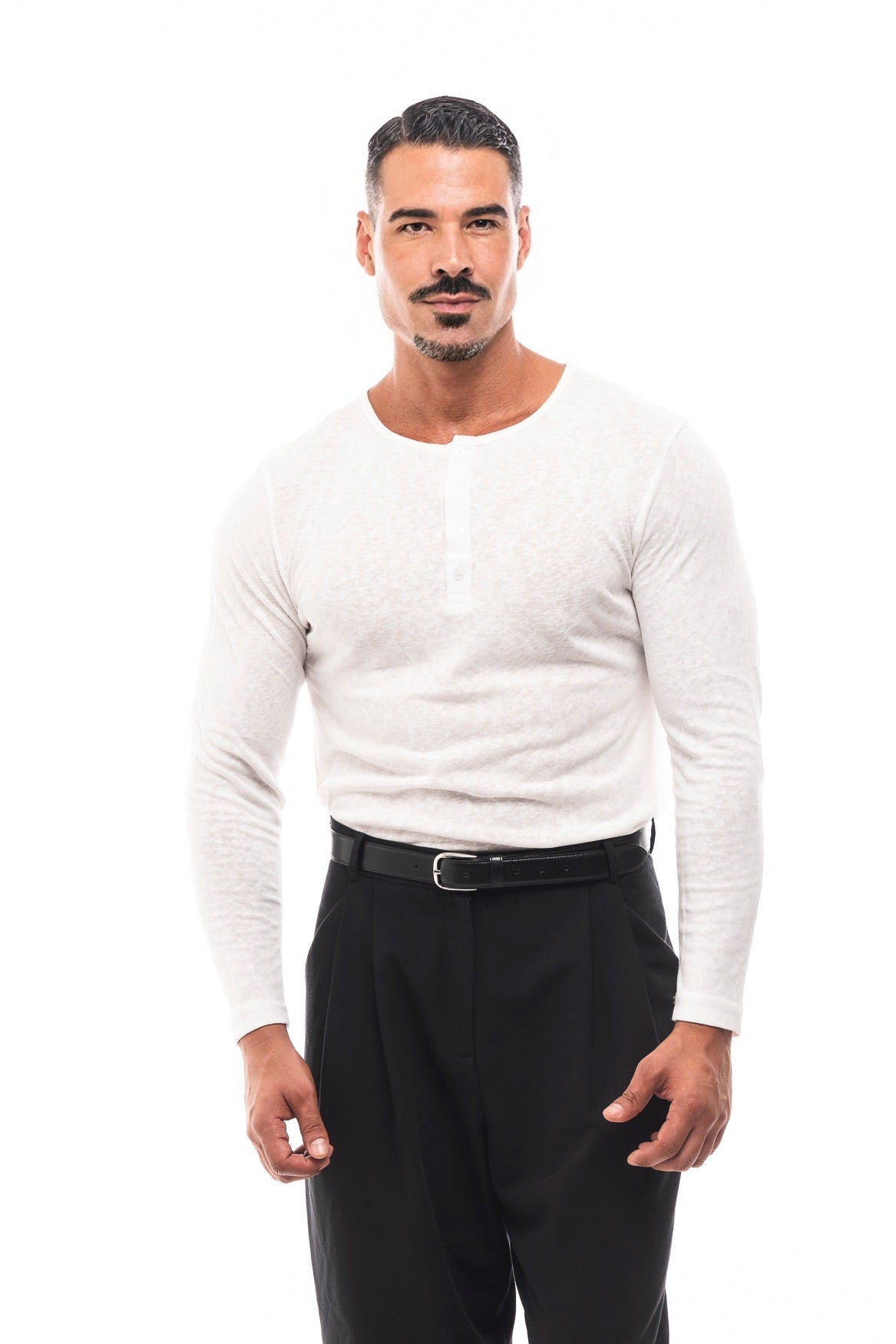 Henley Jaspeado Manga Larga · Mélange