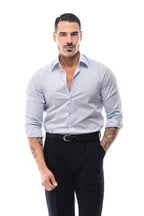 Camisa de Rayas Blanca y Celeste · Righe