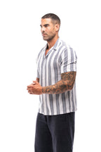Camisa de Rayas Marino y Camel · Righe
