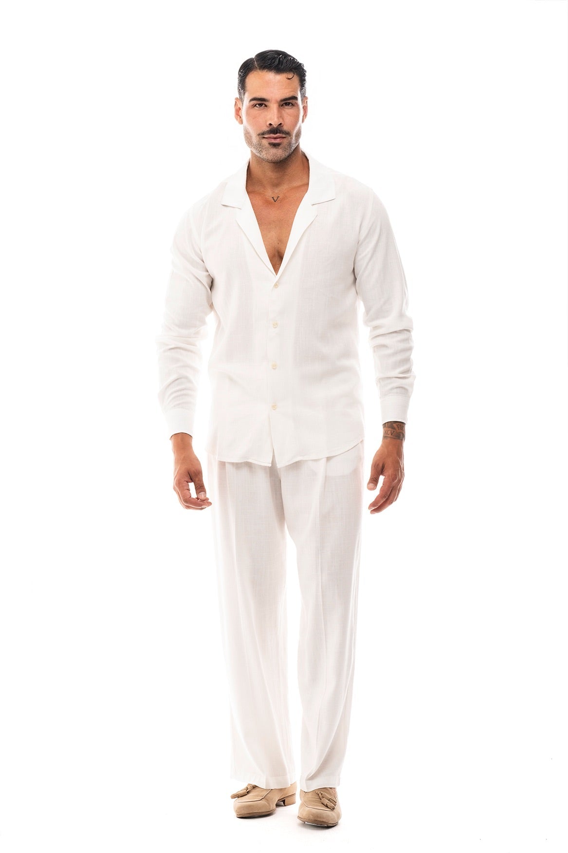 Pantalón de Lino con Pinzas · Lino