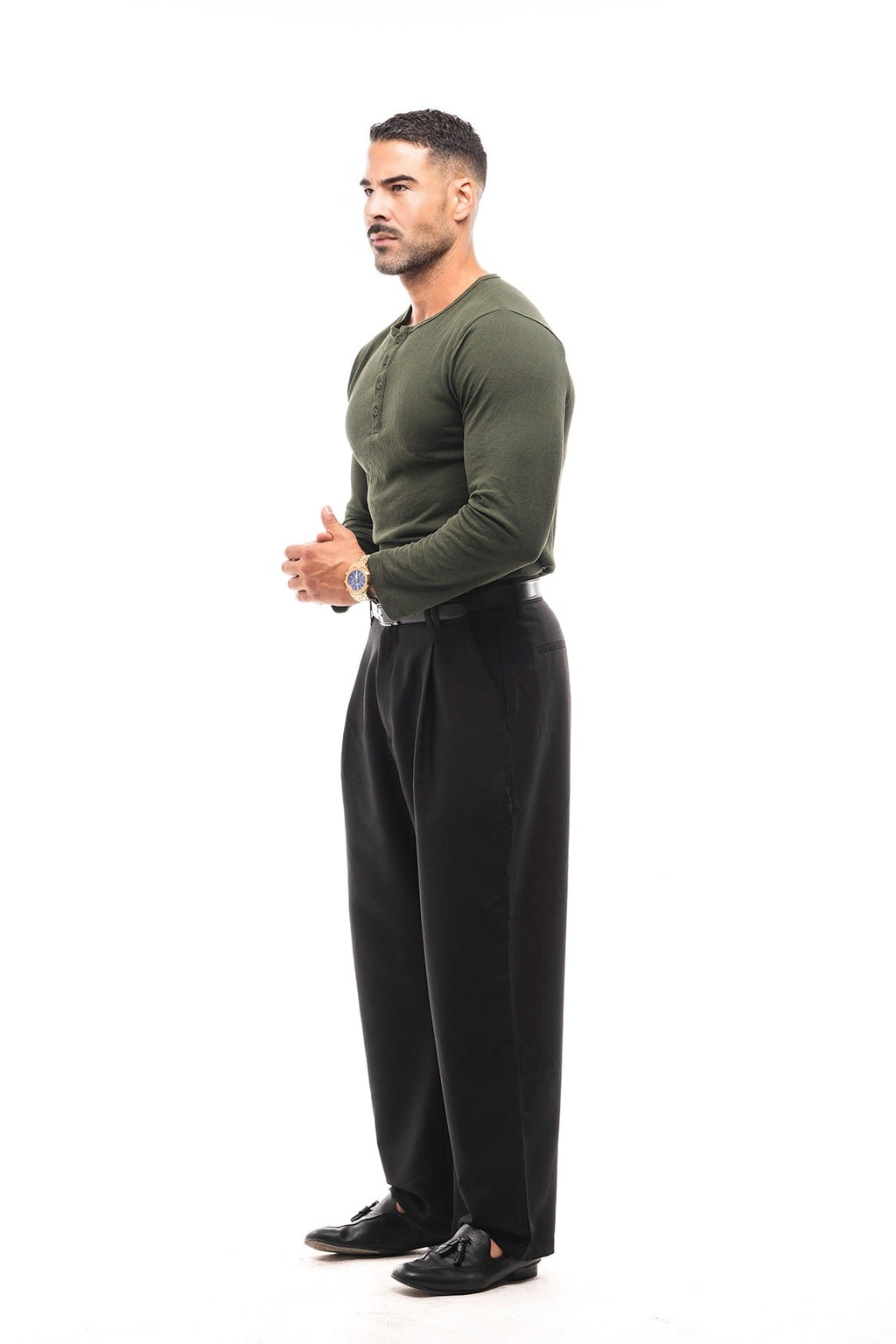 Henley Jaspeado Manga Larga · Mélange