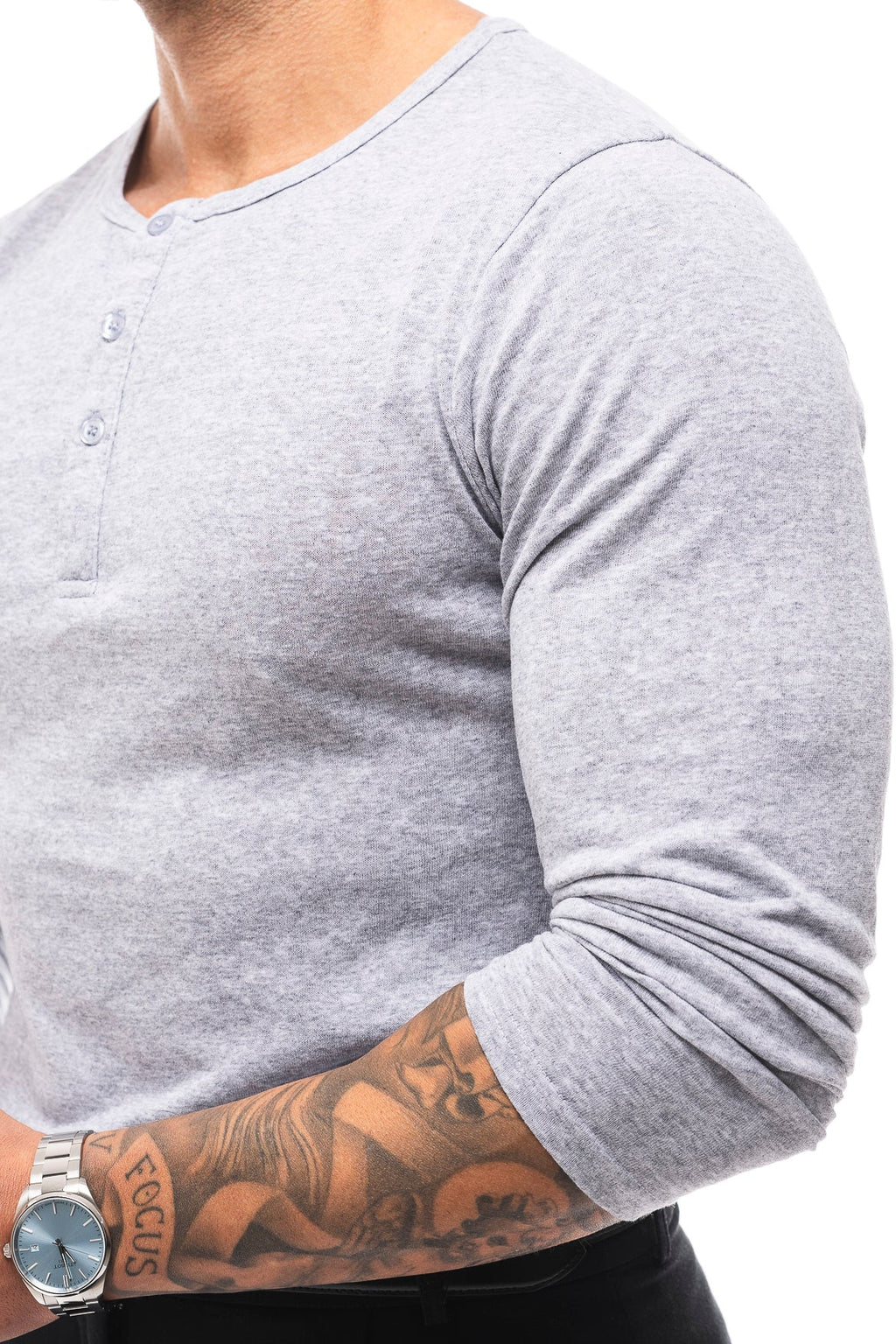 Henley Jaspeado Manga Larga · Mélange