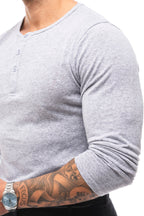 Henley Jaspeado Manga Larga · Mélange
