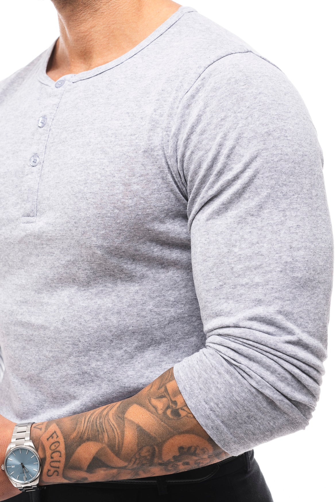 Henley Jaspeado Manga Larga · Mélange