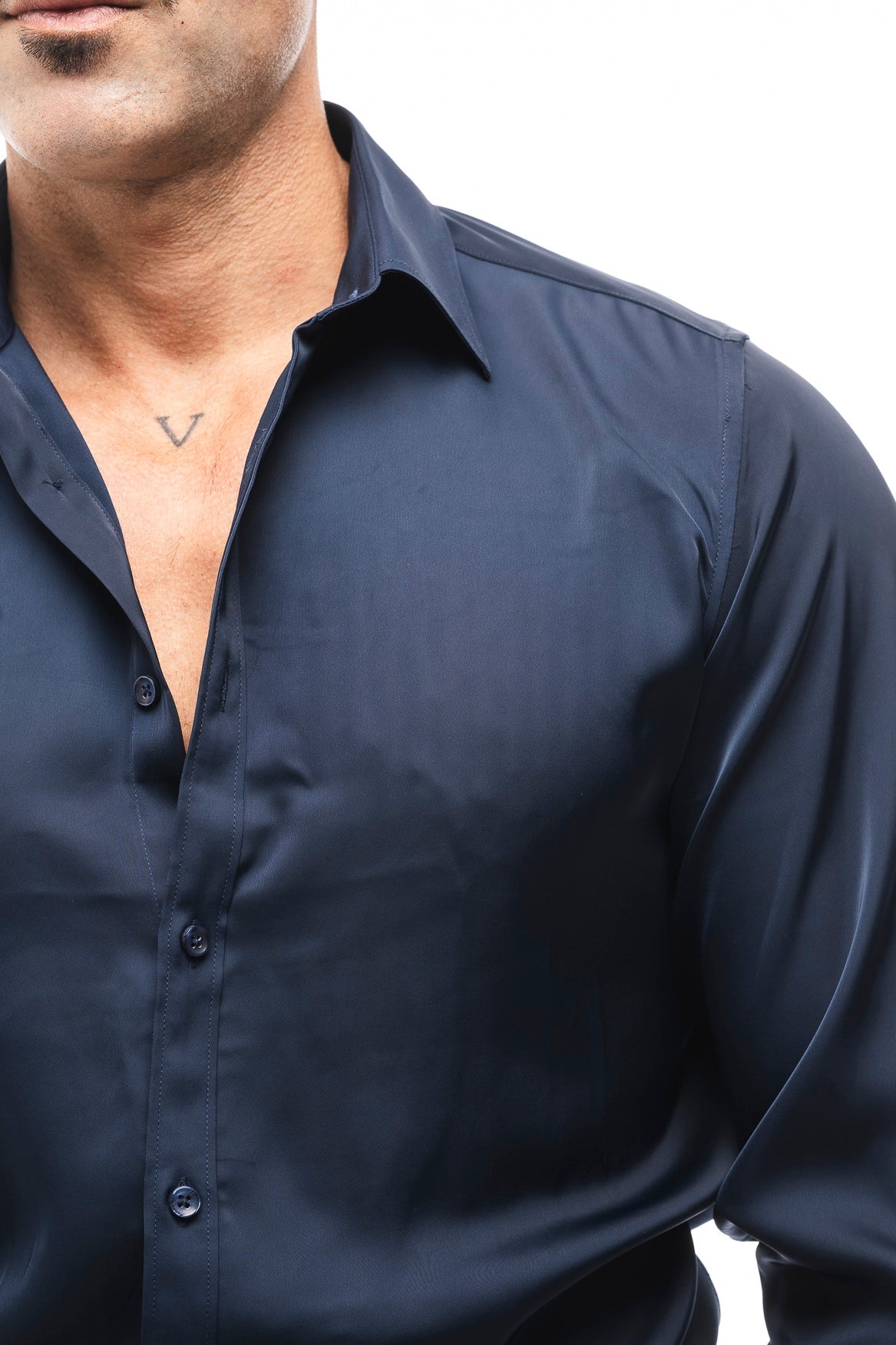 Camisa Satinada Azul Marino · Notte