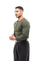Henley Jaspeado Manga Larga · Mélange
