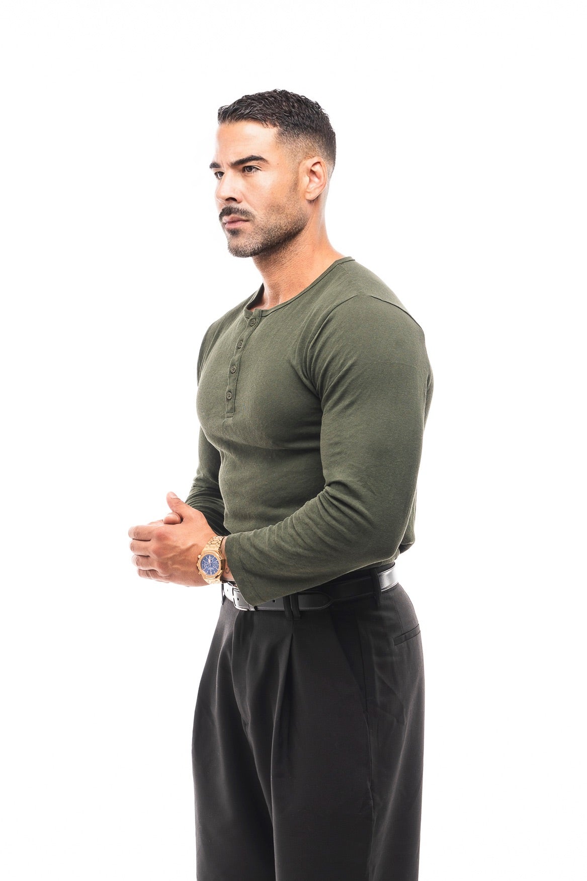 Henley Jaspeado Manga Larga · Mélange