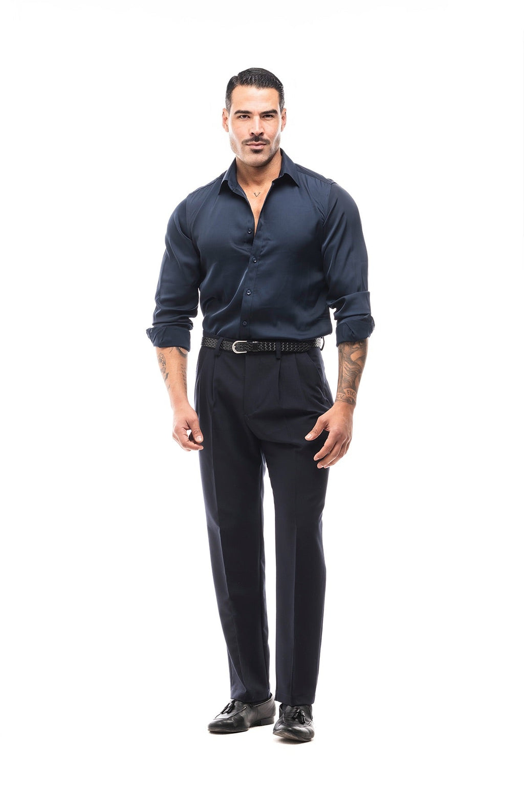 Camisa Satinada Azul Marino · Notte
