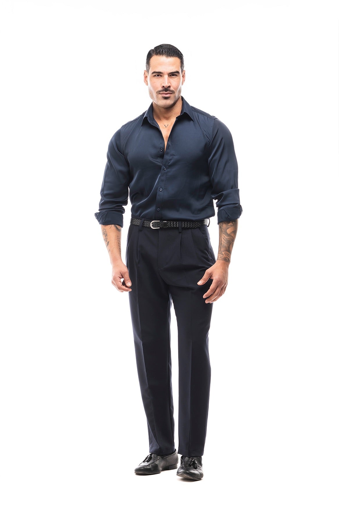 Camisa Satinada Azul Marino · Notte