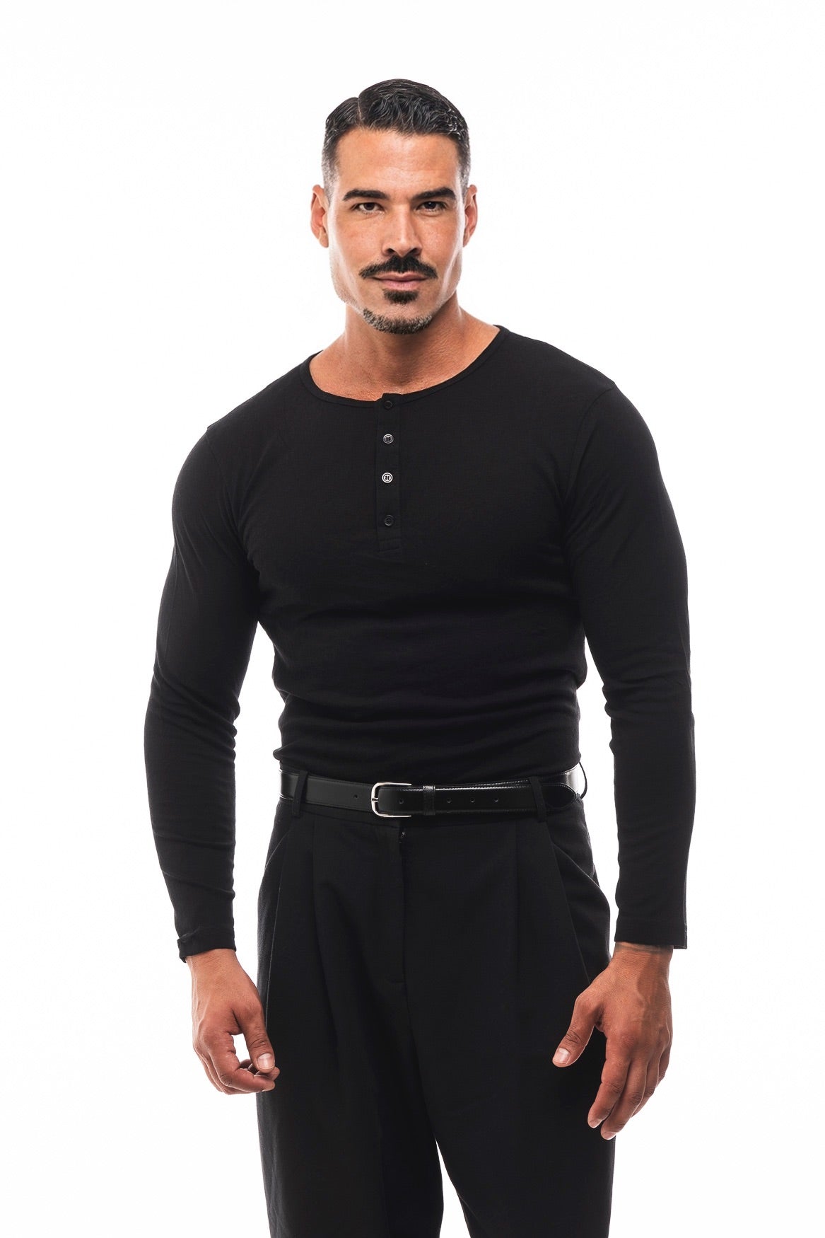 Henley Jaspeado Manga Larga · Mélange