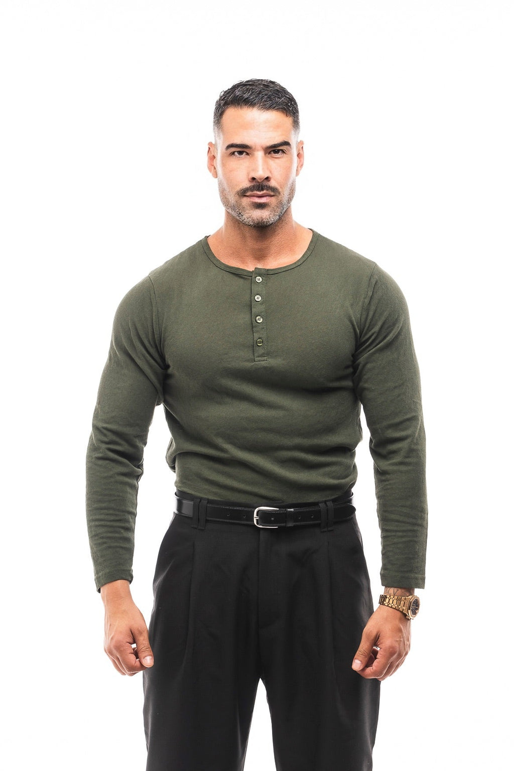 Henley Jaspeado Manga Larga · Mélange