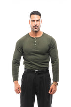 Henley Jaspeado Manga Larga · Mélange