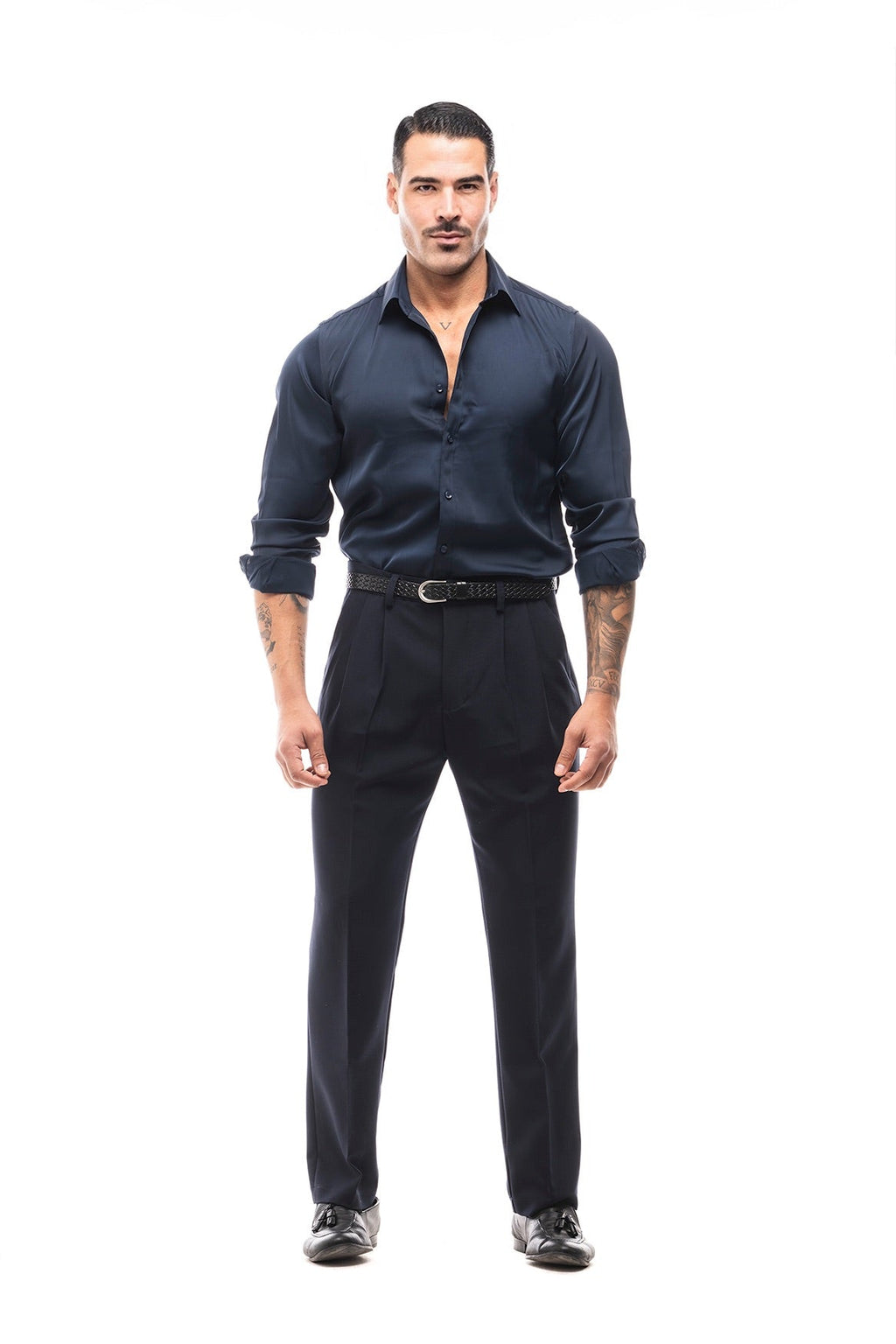 Camisa Satinada Azul Marino · Notte