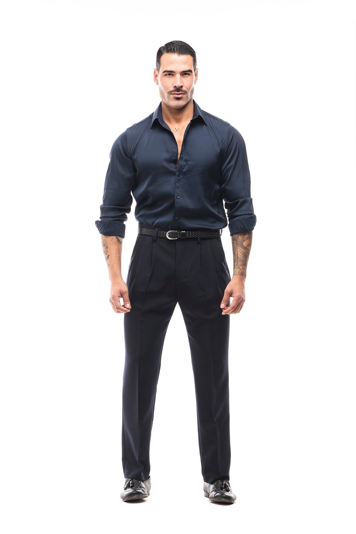 Camisa Satinada Azul Marino · Notte