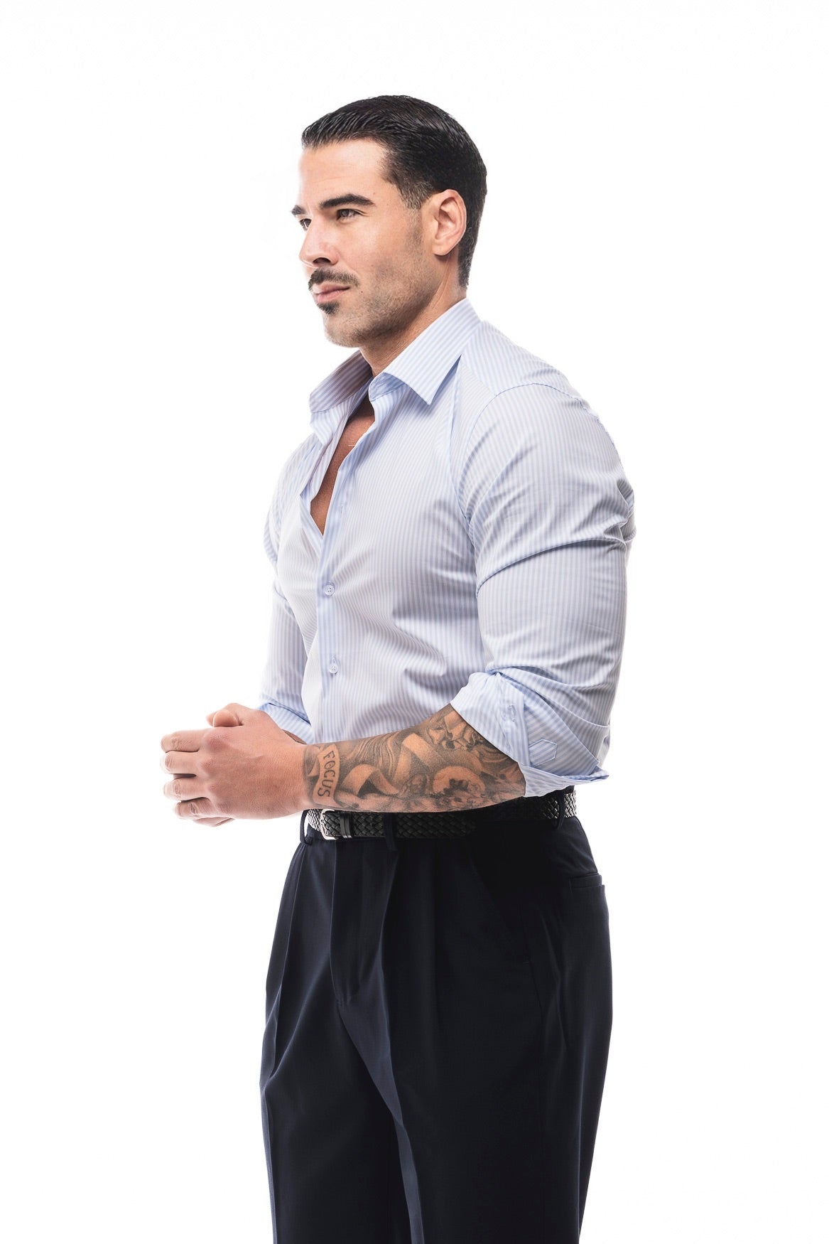 Camisa de Rayas Blanca y Celeste · Righe