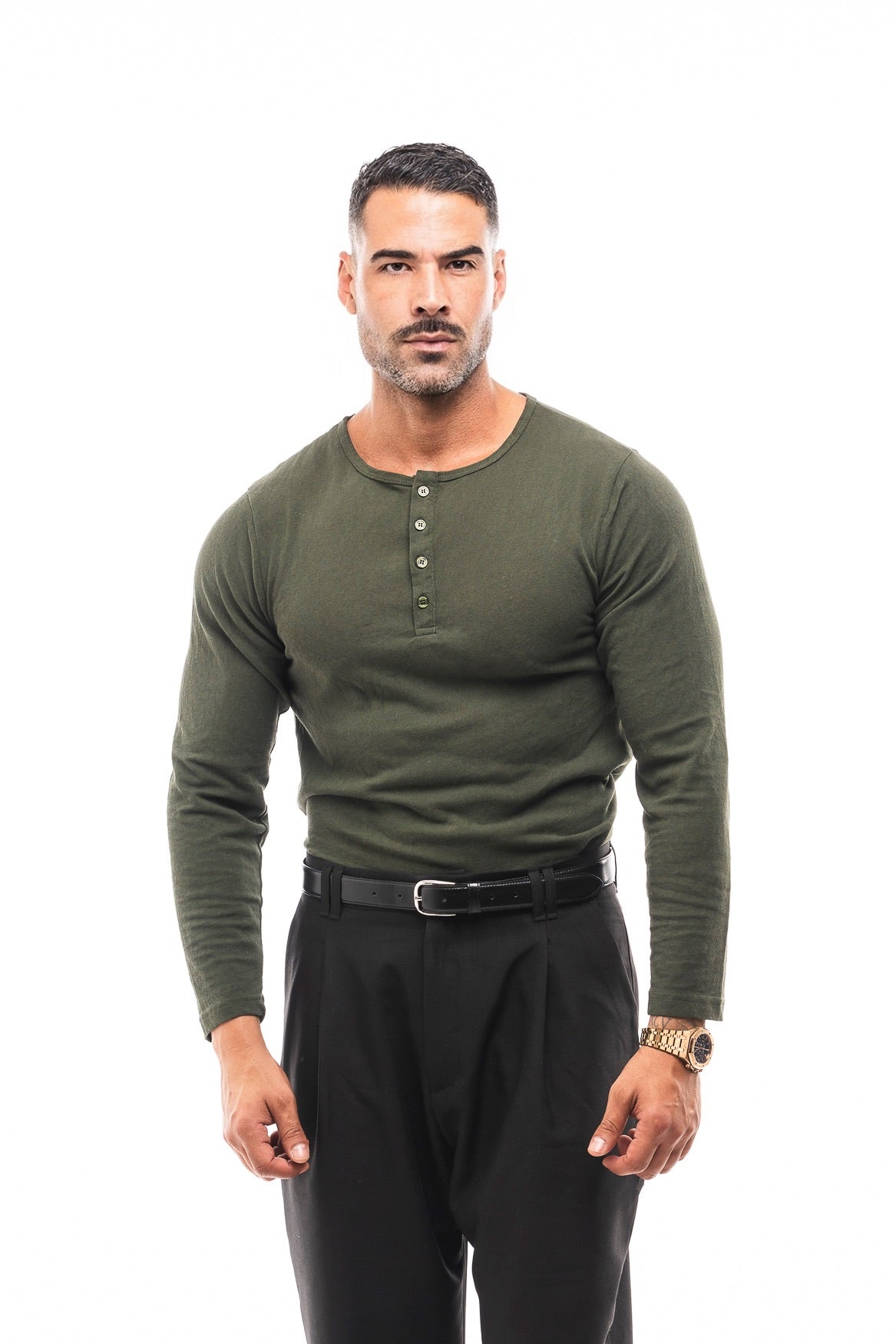 Henley Jaspeado Manga Larga · Mélange