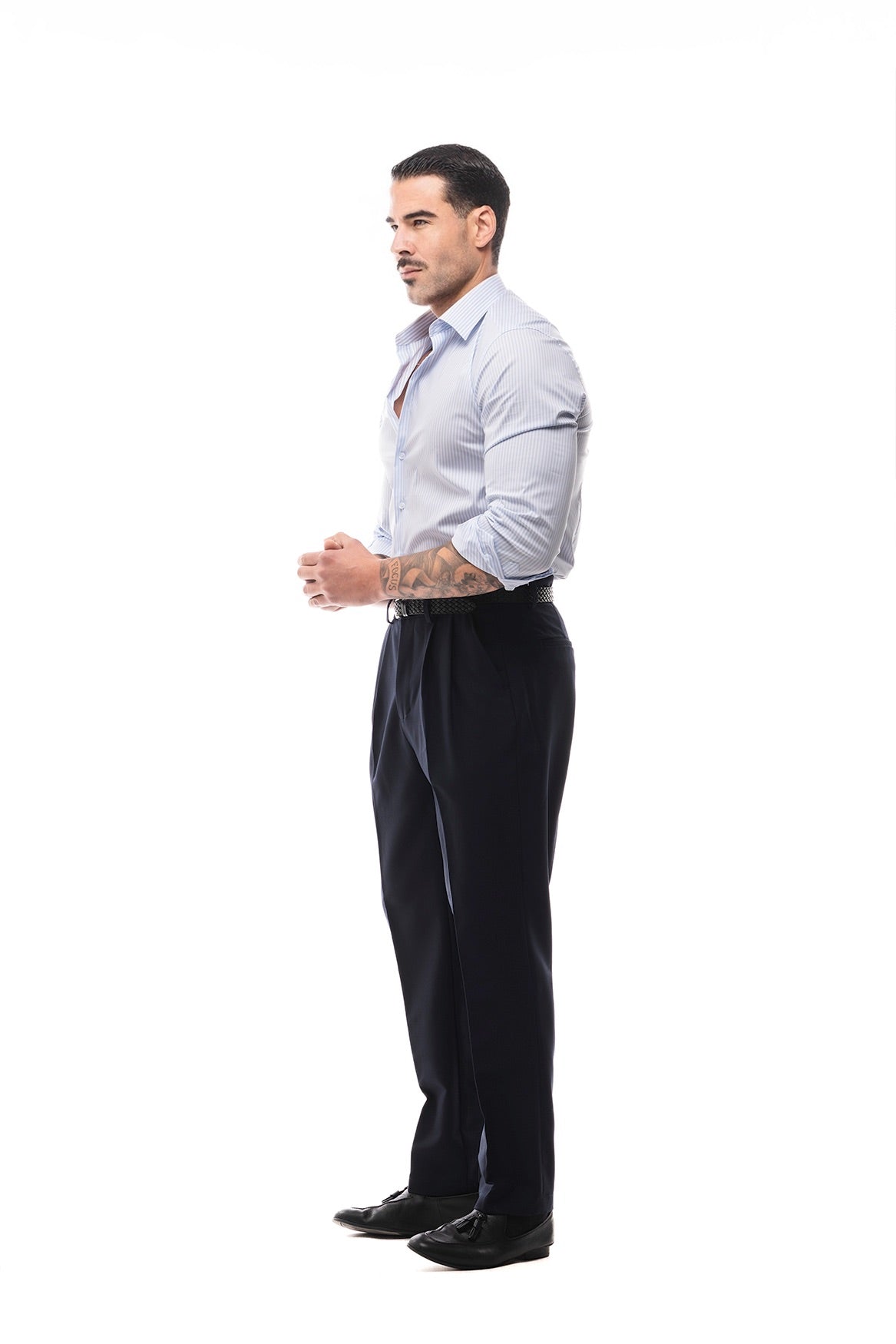 Camisa de Rayas Blanca y Celeste · Righe