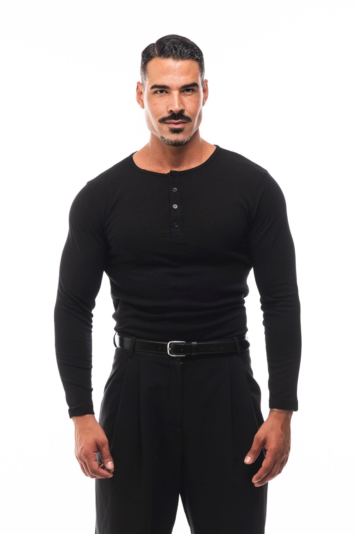 Henley Jaspeado Manga Larga · Mélange