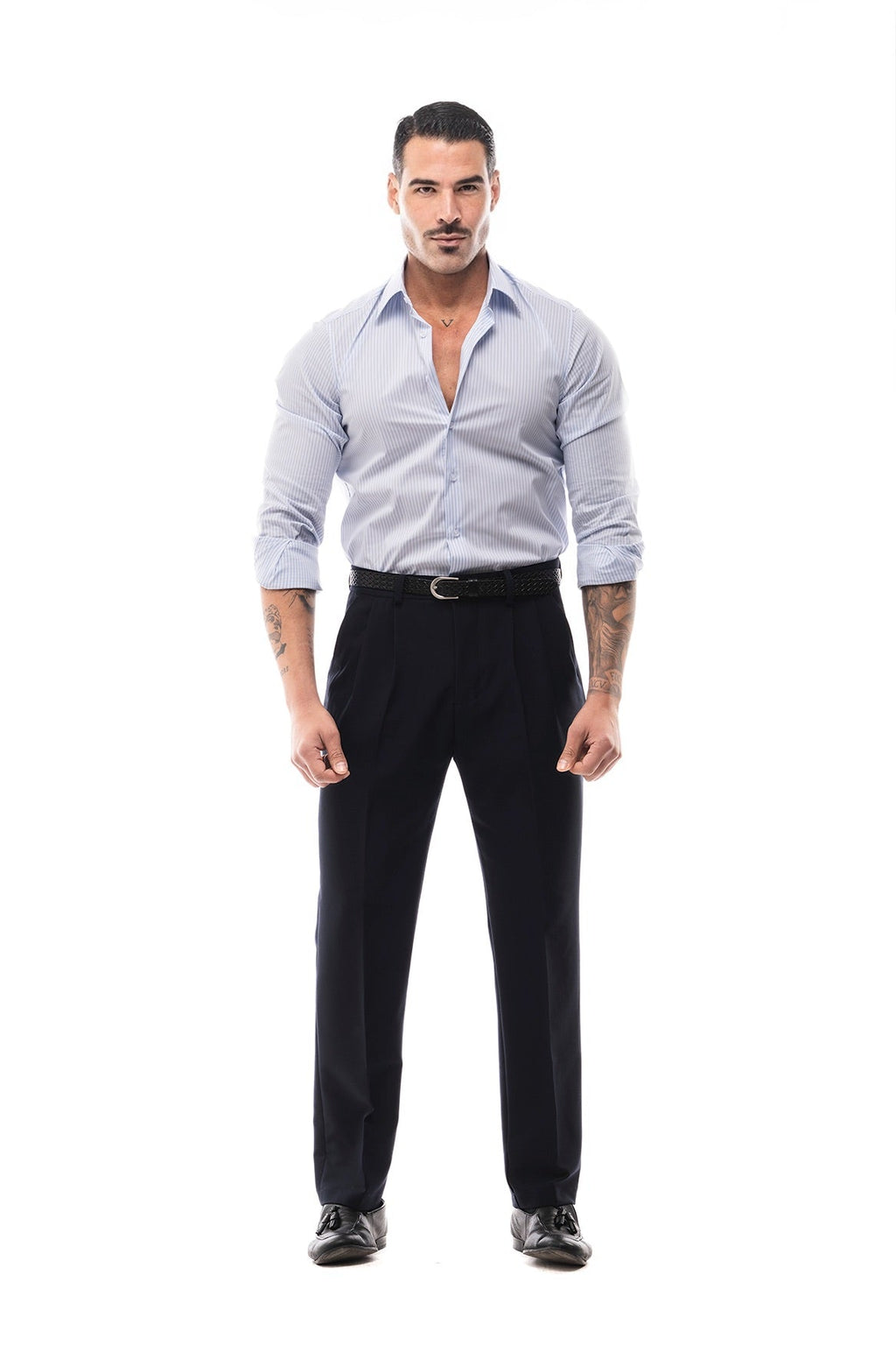 Camisa de Rayas Blanca y Celeste · Righe