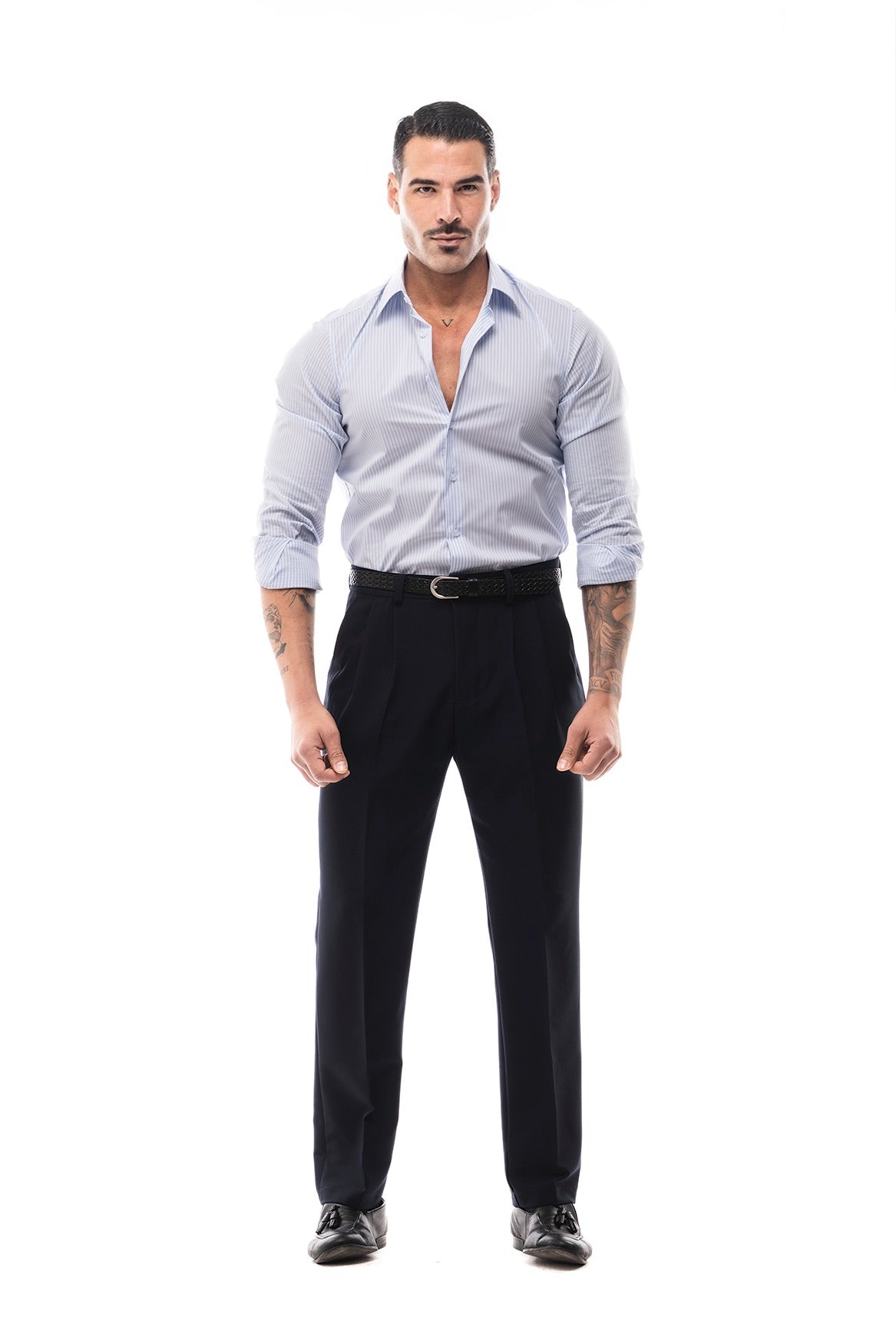Camisa de Rayas Blanca y Celeste · Righe