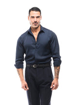 Camisa Satinada Azul Marino · Notte