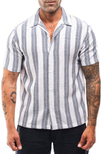 Camisa de Rayas Marino y Camel · Righe