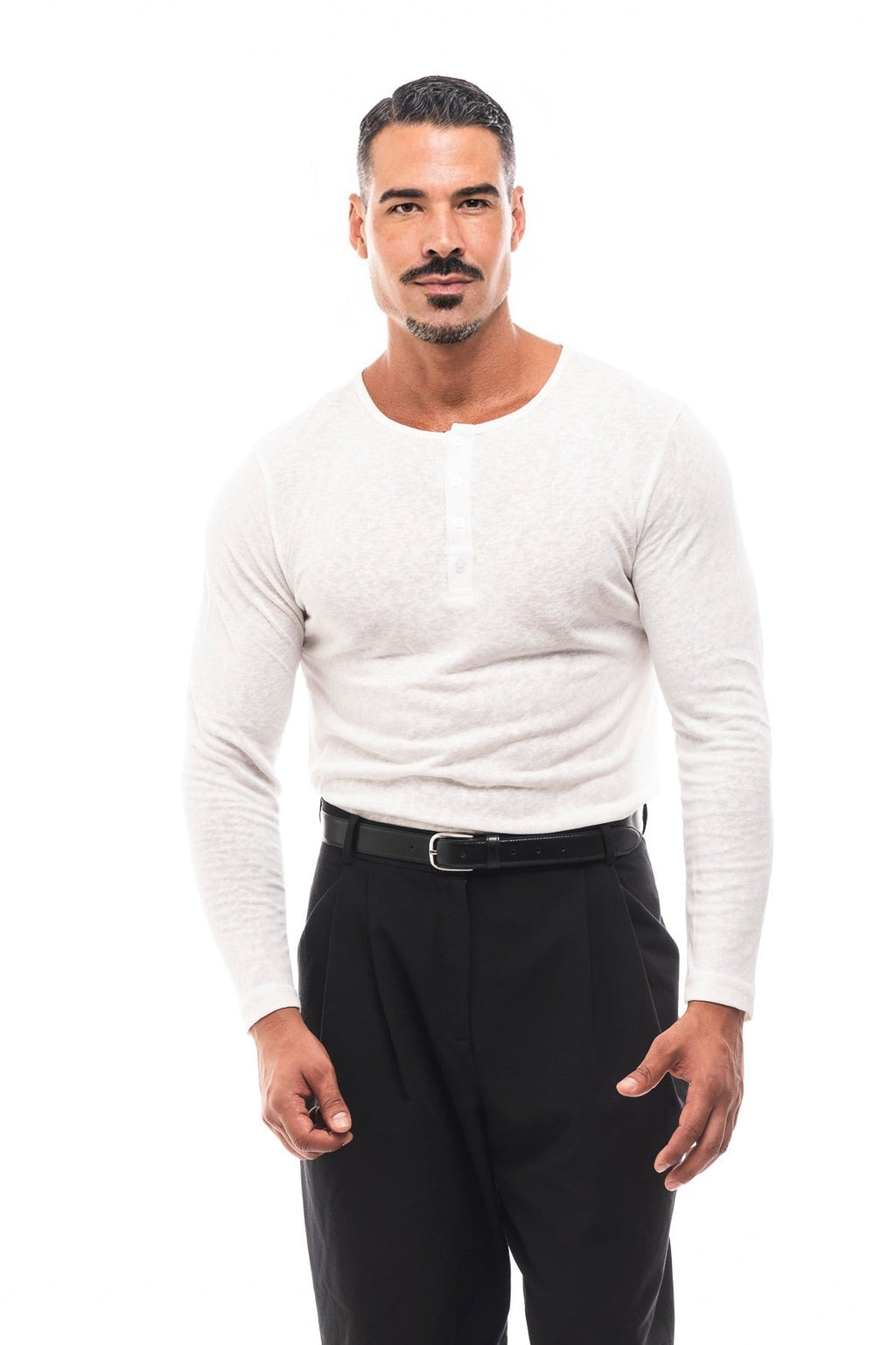 Henley Jaspeado Manga Larga · Mélange