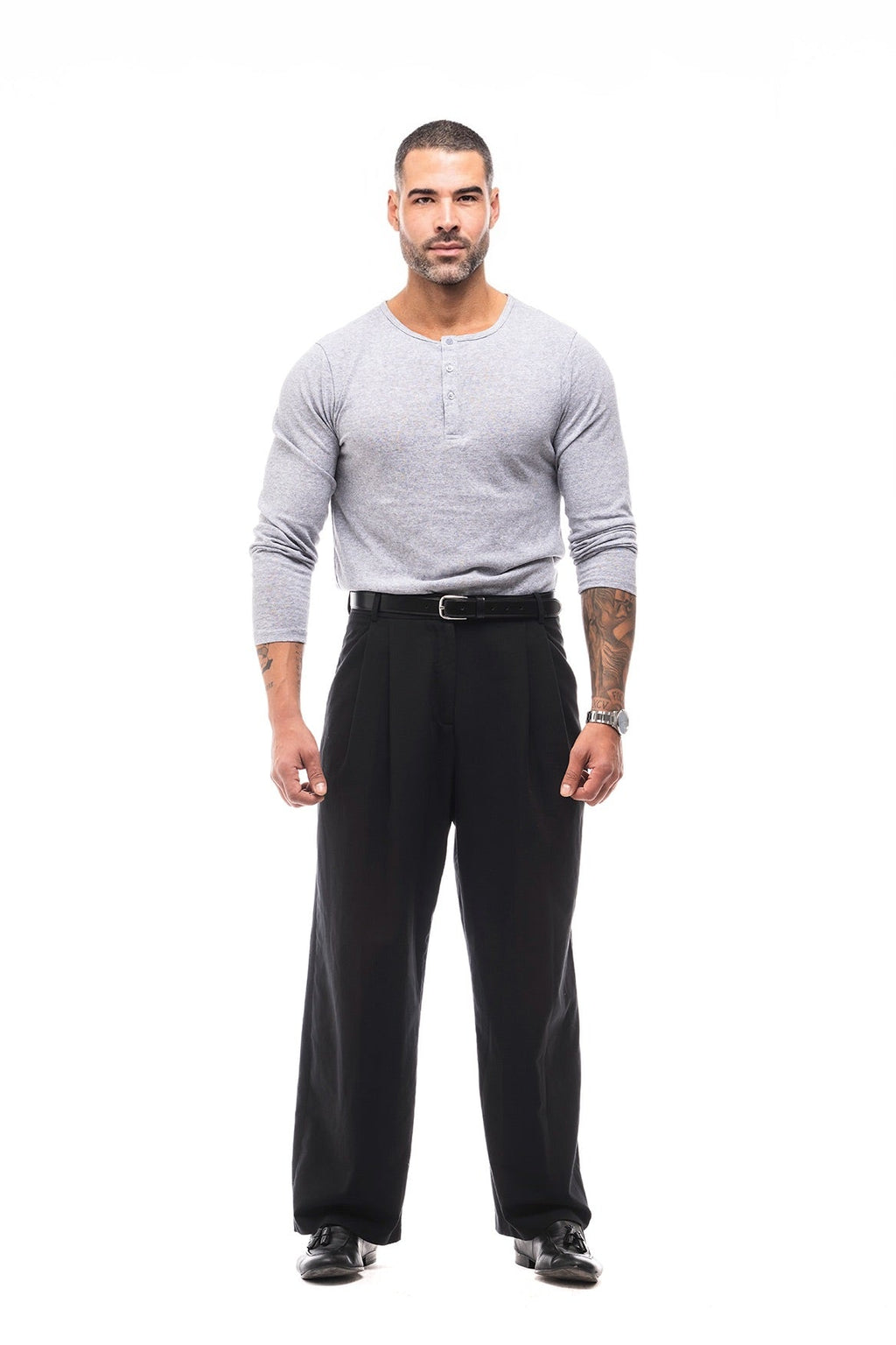 Henley Jaspeado Manga Larga · Mélange