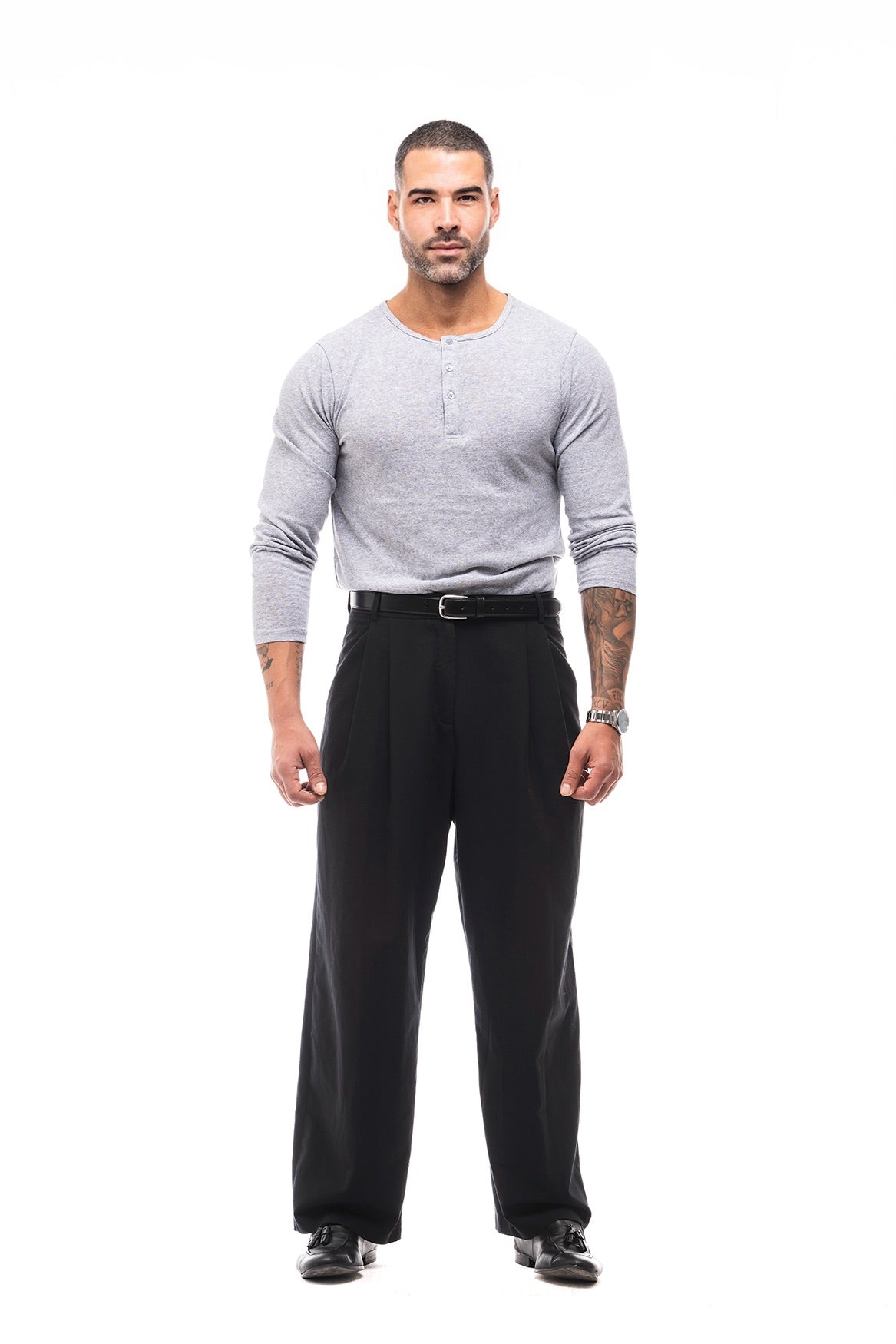 Henley Jaspeado Manga Larga · Mélange