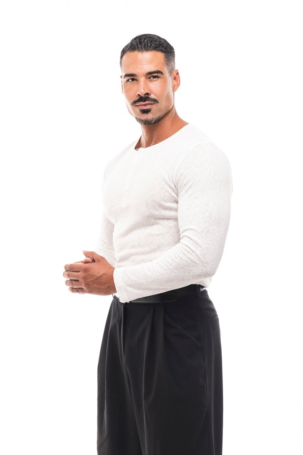 Henley Jaspeado Manga Larga · Mélange