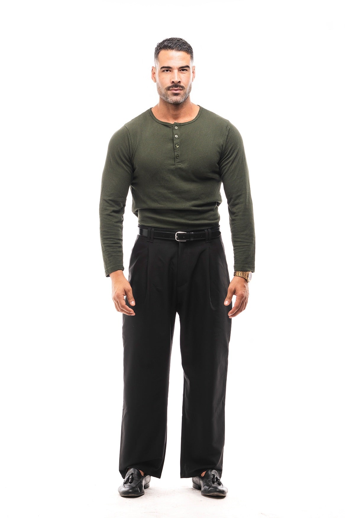 Henley Jaspeado Manga Larga · Mélange