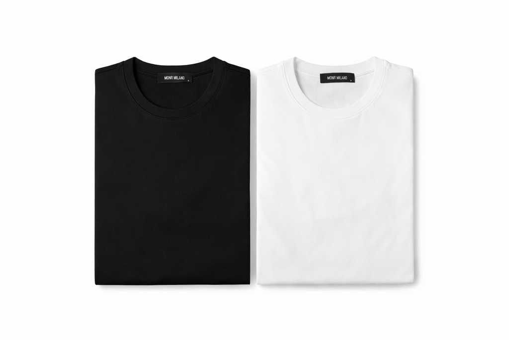 Pack 2 Camisetas Básicas Blanca y Negra · Essenziale