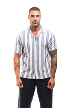 Camisa de Rayas Marino y Camel · Righe