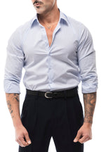 Camisa de Rayas Blanca y Celeste · Righe