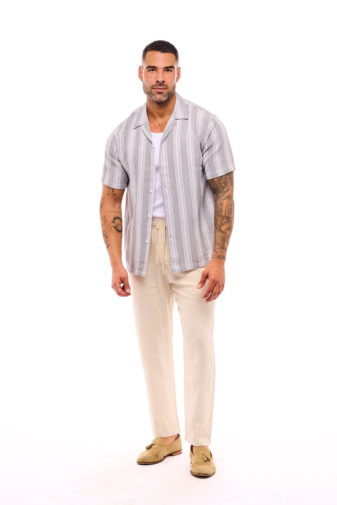 Camisa de Rayas Gris · Righe