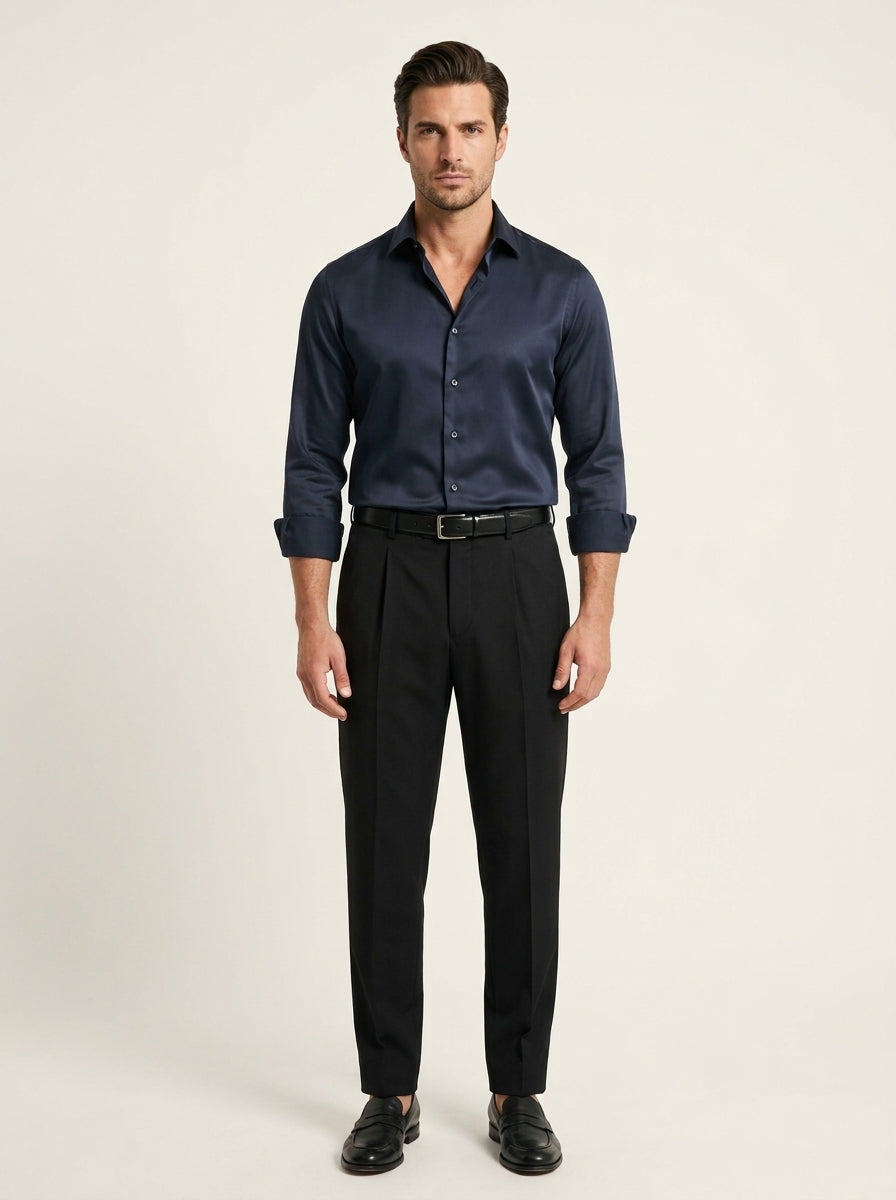 Camicia Satinata Navy VITTORI LUVANO, vista frontal
