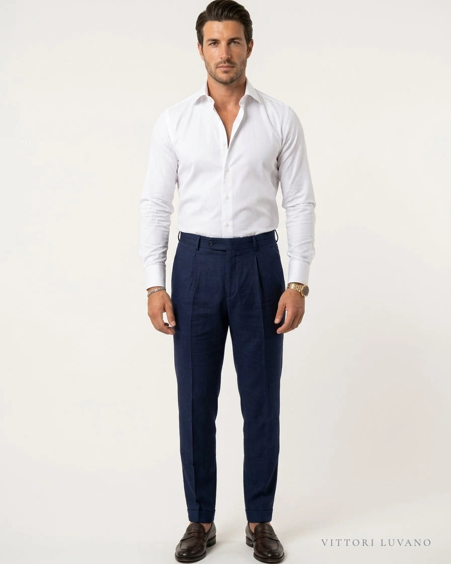 Camisa de vestir slim Classico blanca VITTORI LUVANO, vista frontal en estudio