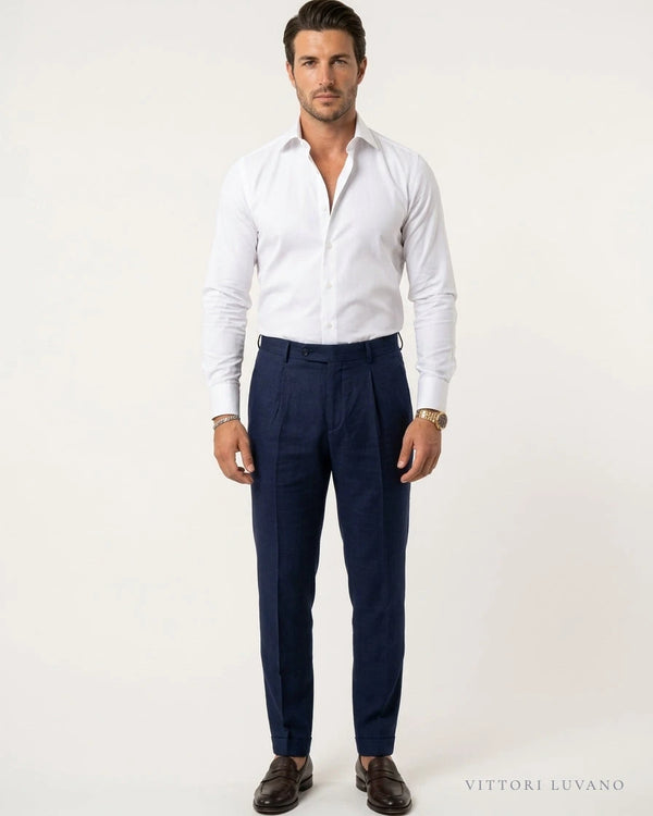 Camisa de vestir slim Classico blanca VITTORI LUVANO, vista frontal en estudio