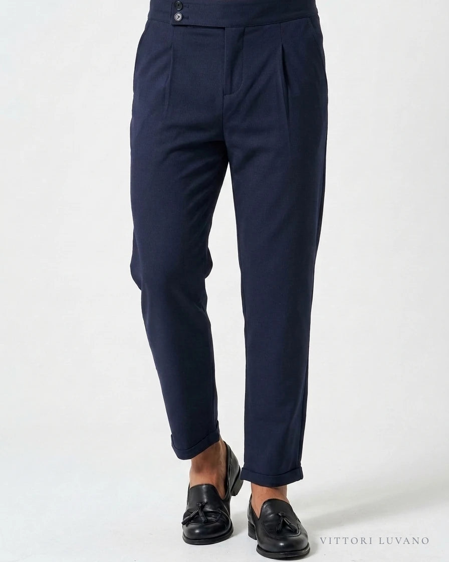 Pantalón de tiro alto Classico azul marino VITTORI LUVANO, vista frontal